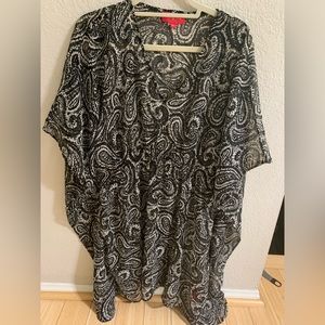 Black and white sheer swimsuit coverup